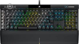 "Corsair K100 RGB" žaidimų klaviatūra (optiniai jungikliai, mechaninė, OPX: itin greita ir linijinė, klavišai su dviguba PBT injekcija, "Elgato Stream Deck") AZERTY, juoda
