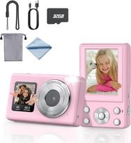 "eSynic" skaitmeninis fotoaparatas Foto kamera 48MP 4K - kompaktiškas skaitmeninis fotoaparatas su dvigubu ekranu, 18x skaitmeniniu priartinimu ir LED apšvietimu vaikams ir pradedantiesiems - lengvas ir nešiojamas, skirtas kelionėms, vaizdo įrašams ir pri