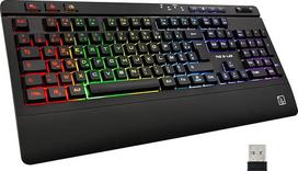 "G-LAB Keyz Titan" belaidė AZERTY žaidimų klaviatūra - belaidė žaidimų klaviatūra su riešo atrama, įmontuota baterija - RGB apšvietimo klaviatūra kompiuteriams, PS4, PS5, Xbox One