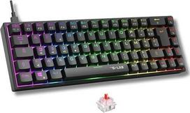 "G-Lab Keyz Titanium" mechaninė klaviatūra 65 % QWERTY USB žaidimų klaviatūra su raudonu jungikliu Pritaikoma "Anti-Ghosting" programuojama makrokomandų klaviatūra, skirta asmeniniam kompiuteriui PS4 PS5 "Xbox", juoda