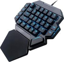 "Goshyda" viena ranka apšviesta klaviatūra Laidinė USB 35 klavišų RGB juodos šviesos mechaninė viena ranka valdoma žaidimų klaviatūra su makrokomandų apibrėžties funkcijomis ir FN medijos klavišais
