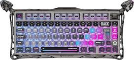 "GravaStar Mercury K1 Pro" žaidimų klaviatūra vokiško išdėstymo (QWERTZ), 75 % tarpinė su karšto keitimo funkcija, belaidė mechaninė klaviatūra su 8000 mAh baterija, RGB ir aliuminio korpusu, Cyberpunk Edition