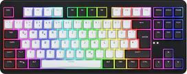 "HATOR Rockfall 3 TKL" belaidė žaidimų klaviatūra - "Hot-Swap", RGB, tvirtinama prie tarpinės, 4000 mAh baterija, 2,4 GHz/Bluetooth/USB, PBT klavišų dangteliai, QMK/VIA, DE išdėstymas, "Mac/Windows/Linux", juoda