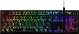 "HyperX Alloy Origins PBT" mechaninė žaidimų klaviatūra su "HyperX Blue" jungikliais, QWERTZ vokiškas išdėstymas, patvarūs PBT klavišai, RGB apšvietimas, aliuminio korpusas, nuimamas USB-C kabelis, juoda