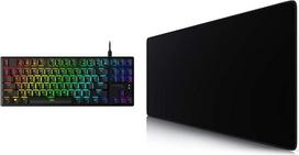 "HyperX HX-KB7RDX-US Alloy Origins Core", RGB mechaninė žaidimų klaviatūra, be klavišų, su raudonais jungikliais, juoda ir CSL Computer - XXL Speed Gaming Titanwolf Mouse Pad Black 900 x 400 mm - XXL Mouse Pad