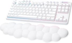 "Logitech G 715" mechaninė belaidė žaidimų klaviatūra su RGB šviesos greičiu, linijiniais jungikliais (GX Red) ir riešo atrama, suderinama su "PC" ir "Mac" kompiuteriais, prancūziška AZERTY - balta