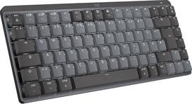 "Logitech MX Mechanical Mini for Mac", belaidė klaviatūra su apšvietimu, plokščiais klavišais, lietimui jautriais klavišais, foniniu apšvietimu, "Bluetooth", USB-C, "Apple", "iPad", vokiečių QWERTZ - kosminės pilkos spalvos