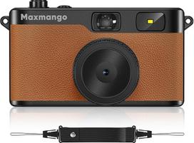 "Maxmango" D53 retro skaitmeninis fotoaparatas, 12 MP retro fotoaparatas, senovinio fotoaparato "pasidaryk pats" filtras be ekrano, momentinės nuotraukos telefone + 8GB SD kortelė 4000 nuotraukų (ruda)