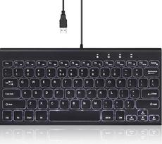 "Perixx PERIBOARD-429 US" laidinė mini klaviatūra su apšvietimu Ploni tylūs žirkliniai klavišai Baltas apšvietimas JAV anglų k.