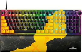 "Razer Huntsman V2" (raudonas jungiklis) - beveik be vėlavimo optinė žaidimų klaviatūra (linijiniai optiniai jungikliai, dvigubos PBT klavišų dangteliai, riešo atrama) QWERTY JAV išdėstymas | PUBG Ed.