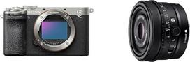 "Sony Alpha 7C II" beveidrodis viso kadro fotoaparatas su SEL40F25G (kompaktiškas, 33 MP, realaus laiko automatinis fokusavimas, 10 BPS, 4K vaizdo įrašas, pasukamas LCD jutiklinis ekranas) Sidabrinė/juoda