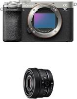 "Sony Alpha 7C II" beveidrodis viso kadro fotoaparatas su SEL50F25G (kompaktiškas, 33 MP, realaus laiko automatinis fokusavimas, 10 BPS, 4K vaizdo įrašas, pasukamas LCD jutiklinis ekranas) Sidabrinė/juoda