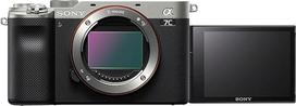 "Sony Alpha 7C" beveidrodis E-Mount pilno formato skaitmeninis fotoaparatas ILCE-7C (24,2 MP, 7,5 cm (3 colių) jutiklinis ekranas, realaus laiko AF, 5 ašių vaizdo stabilizavimas), tik korpusas, sidabro/juodos spalvos