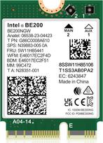 "WiFi 7" belaidžio ryšio kortelė "Intel BE200NGW", "Bluetooth 5.4", 5800Mbps M.2/NGFF, nepalaiko AMD, palaiko tik "Intel" 12 kartos ir naujesnius procesorius, "Windows 10/11" (64 bitų), "Linux