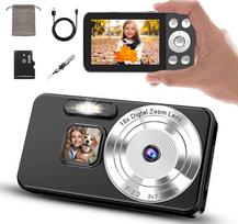 4K skaitmeninis fotoaparatas, 64 MP automatinio fokusavimo kompaktiškas fotoaparatas, 18x skaitmeninis priartinimas, 2,8 colių ekranas, laiko intervalų ir kilpų įrašymas, interneto kamera, kompaktiškas fotoaparatas su 32GB SD kortele, idealiai tinka prad