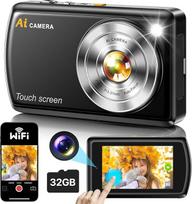 AI Smart Digitalkamera mit WiFi, Autofokus Digital Camera Kamera Fotokamera Kinderkamera mit IPS Touchscreen, Fotoapparat Digitalkamera mit 32GB SD Karte für Kinder, Jugendliche, Erwachsene