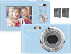 Andoer Nešiojamasis skaitmeninis fotoaparatas 48 MP 1080P 2,4" IPS ekranas 16X priartinimas Automatinis fokusavimas Savivaldybės laikmatis 128GB išplėsta atmintis Veido aptikimo apsauga nuo drebėjimo su 2