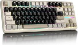 ATTACK SHARK X87 80% belaidė mechaninė žaidimų klaviatūra, BT5.0/2.4G/USB-C karšto keitimo sandariklis, RGB apšvietimas, 4000 mAh baterija, iš anksto suteptas linijinis jungiklis, OEM PBT klavišų dangtelis, skirta PC/MAC, balta