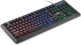 DR1TECH Puma+ ergonominė žaidimų klaviatūra su LED apšvietimu, skirta kompiuteriui/PS4-104 klavišų su 6 mygtukų perjungimu - USB klaviatūra su kabeliu (QWERTY tarptautinis išdėstymas)