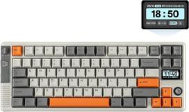 EPOMAKER RT85 belaidė mechaninė klaviatūra su valdymo svirtimi ir "pasidaryk pats" ekranu, 8000 mAh, BT/USB/2.4Ghz, tarpinė, "Hot-Swap", PBT klavišų dangtelis, 75 % žaidimų klaviatūra (retro balta, kreminio nefrito spalvos)
