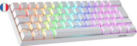Geeky GK61 60% | Mechaninė žaidimų klaviatūra | 62 klavišai su įvairiaspalviu RGB LED apšvietimu, skirta PC/Mac žaidėjams| ISO FR AZERTY prancūziškas išdėstymas (balta, mechaninė, ruda)