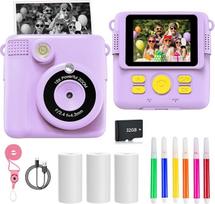 Kinderkamera für Mädchen und Jungen, Kinder-Sofortdruckkamera-Spielzeug, 1080P HD Kinder-Digitalkamera mit Fotopapier, 6 Farbstifte 32GB SD-Karte, Geburtstagsgeschenke für 3 4 5 6 6 7 8 9 10 11 12+