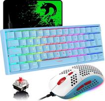 MAGIC-REFINER 60% žaidimų klaviatūros ir pelės derinys, RGB apšvietimas, mechaninė klaviatūra, lengva žaidimų pelė, 62 klavišai, USB-C kabelis, 6400 DPI, Win/Mac, QWERTY