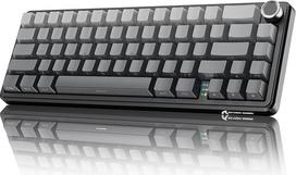 MAMBASNAKE X Attack Shark X66 65% belaidė mechaninė žaidimų klaviatūra su mygtukais, "Hot Swap", RGB, "Seal", BT/2.4G/USB-C, linijinis jungiklis, šoninis spausdintas PBT klavišų dangtelis, QWERTY - Mėnulio naktis