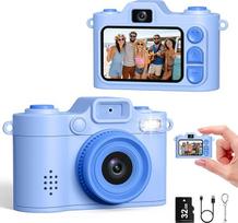Mini skaitmeninis fotoaparatas - 1080P FHD mažas retro fotoaparatas, 1,38 colio spalvoto ekrano savadarbis raktų pakabukas su blykste ir įrašymu, mini nykščio fotoaparatas, kūrybinės dovanos, mėlynas