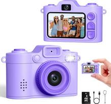 Mini skaitmeninis fotoaparatas - 1080P FHD mažas retro fotoaparatas, 1,38 colio spalvoto ekrano savadarbis raktų pakabukas su blykste ir įrašymu, mini nykščio fotoaparatas, kūrybinės dovanos, violetinės spalvos
