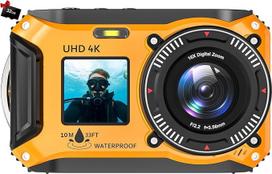 Skaitmeninė kamera, Yixinxin 4K 56MP 33FT UHD Unterwasserkamera zum Schnorcheln mit 32GB Karte Dual-Screen Kompakte wasserdichte staubdichte schwimmfähige Kamera Autofokus Digitalkamera 1500mAh