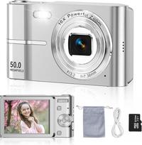 Skaitmeninis fotoaparatas 50MP 1080P FHD fotokamera su 16x skaitmeniniu priartinimu, automatiniu fokusavimu ir apsauga nuo drebėjimo, 2,4 colių LCD ekranu ir 32GB atminties kortele - skaitmeninis fotoaparatas vaikams, paaugliams, pradedantiesiems