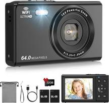 Skaitmeninis fotoaparatas, LAMA atnaujinta 1080P FHD 64MP vaikų vaizdo kamera su 32GB SD kortele, 16x skaitmeninio priartinimo kompaktiškas fotoaparatas su 2 baterijomis, 2,8" LCD ekranas, mini fotoaparatas vaikams, berniukams, mergaitėms