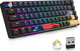 SOLIDEE 68 klavišų mechaninė žaidimų klaviatūra su "Gateron Yellow" jungikliu, "Bluetooth 5.0/2.4GHz/Wired" 3 režimų klaviatūra, 65% RGB apšvietimas, keičiama NKRO (68 Blue Samurai)