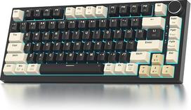 SOLIDEE mechaninė žaidimų klaviatūra 75% su mygtukais, "Bluetooth 5.0/2.4GHz/USB-C", tvirtinimas ant tarpinės, "Hot-swap" mechaninė klaviatūra su RGB apšvietimu, kreminės pilkos spalvos jungikliu (82 Black)