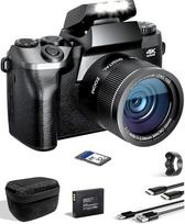 SWE skaitmeninis fotoaparatas 4K 64 MP skaitmeninis fotoaparatas su 4,0 colių jutikliniu ekranu, automatinio fokusavimo "WiFi" kompaktiškas fotoaparatas, 16 kartų skaitmeninis priartinimas, skirtas pradedantiesiems paaugliams, su 32G kortele, 3000 mAh bat