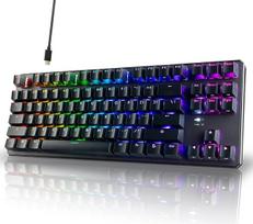 TECWARE Phantom+ 87 klavišų RGB mechaninė klaviatūra (juoda) "Wraith Red" jungiklis (iš anksto suteptas, 45 g linijinis) Laidinė, spalva ir apšvietimas kiekvienam klavišui