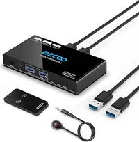 USB 3.0 jungiklis 2 įėjimai ir 4 išėjimai, skirtas dalijimuisi pele, klaviatūra, skeneriu, spausdintuvu su 2 vnt. 1 m ilgio USB 3.0 A į A