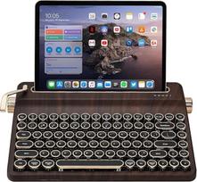 YUNZII QL75 belaidė rašomosios mašinėlės "Hot Swap" retro mechaninė klaviatūra, apvalios apvalios klavišų galvutės, RGB apšvietimas, QMK/VIA programuojama, įvairių įrenginių klaviatūra su 2,4 GHz/Type-C/BT5.0 (medinė, "Cocoa Cream V2 Linear")
