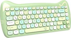 ZIYOU LANG 3060i belaidė miela kompiuterio klaviatūra, "Bluetooth" klaviatūra, "Retro" rašomosios mašinėlės apvalus matinės tekstūros klavišų dangtelis, kompaktiška, 84 klavišai, QWERTY, skirta "Mac" kompiuteriams, spalvinga, žalia