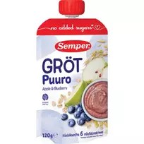 Ryžių, avižinių košė su mėlynėmis, obuoliais 6 mėn. SEMPER, 120 g