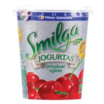 Jogurtas riebumo su vyšnių gabaliukais SMILGA, 3,3% rieb., 380 g