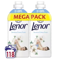 LENOR Audinių Minkštiklis Sensitive Cotton Fresh 2 x 1.239 Ll (118 Skalbimai)