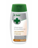 DERMAPHARM Dr. Seidel Jodoforinis šampūnas su kondicionieriumi šunims 220 ml nuo bakterinių ir grybelinių odos infekcijų