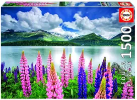 Dėlionė (puzzle) 1500 LUPINS on LAKE SILS, SWITZERLAND 14-99metų