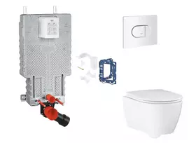 Grohe Uniset – pakabinamo elemento komplektas, unitazas su švelnaus uždarymo dangčiu, Arena Cosmopolitan mygtuko mygtukas ir Fresh konversijos komplektas, Alpine White SANI15BB3128