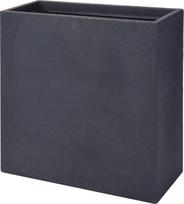 Plastikinis lauko vazonas, akmens dizaino, stačiakampio formos, antracito sp., 60 x 60 x 26 cm