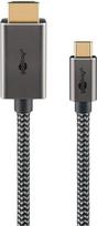 Goobay USB-C -auf-HDMI -Textilkabel 4K a 60 Hz 3 m schwarz silber - -Stecker> (75701)