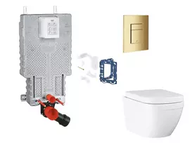 Grohe Uniset – komplektas: potinkinis bakelio elementas, unitazas su švelnaus uždarymo dangčiu, Skate Cosmopolitan mygtukas ir Fresh konversijos komplektas, Triple Vortex, Cool Sunrise SANI15BB4125