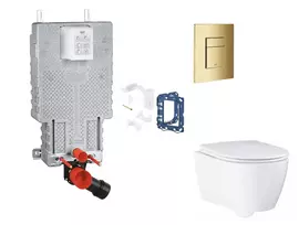Grohe Uniset – komplektas: potinkinis bakelio elementas, unitazas su švelnaus uždarymo dangčiu, Skate Cosmopolitan mygtuko mygtukas ir Fresh konversijos komplektas, Cool Sunrise SANI15BB4131